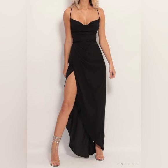 Lucy In The Sky Chiffon Luxe Maxi Dress Black - Size Small - Picture 11 of 12